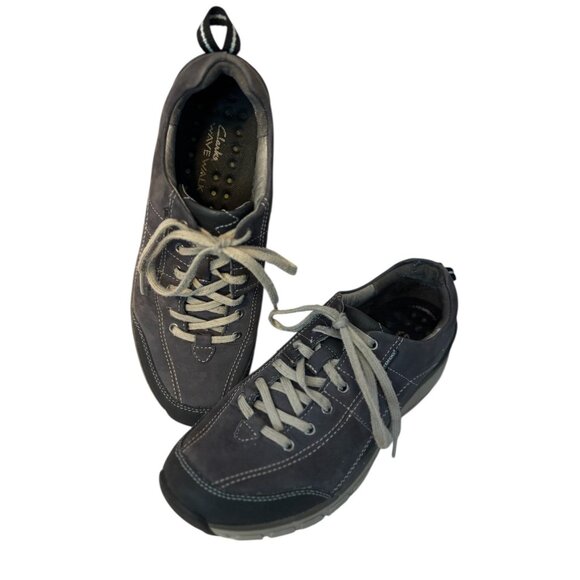 Clark Wave Walk Waterproof Gray Leather Active Wear Stylish Casual Shoes Size 8M - Picture 1 of 9
